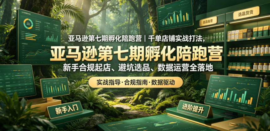 亚马逊第七期孵化陪跑营｜千单店铺实战打法，新手合规起店、避坑选品、数据运营全落地(更新0625)-优创项目网
