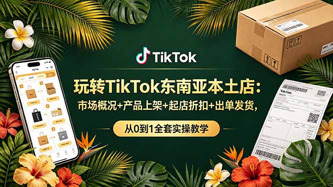 玩转TikTok东南亚本土店：市场概况+产品上架+起店折扣+出单发货，从0到1全套实操教学-优创项目网