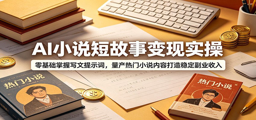 AI小说短故事变现实操：零基础掌握写文提示词，量产热门小说内容打造稳定副业收入-优创项目网