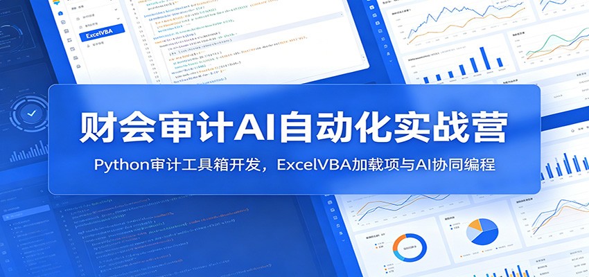 财会审计AI自动化实战营：Python审计工具箱开发，ExcelVBA加载项与AI协同编程-优创项目网