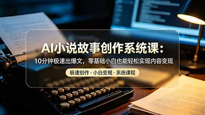 AI小说故事创作系统课：10分钟极速出爆文，零基础小白也能轻松实现内容变现-优创项目网