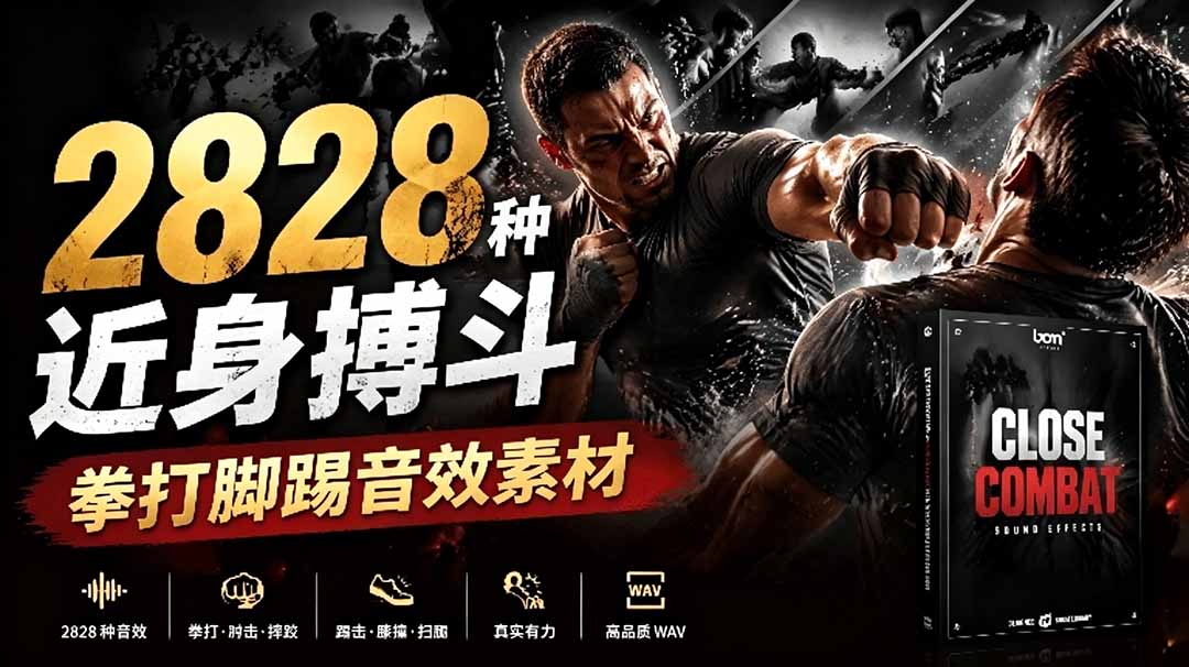 宝藏级别音效！2828种近身搏斗拳打脚踢音效素材，全部中文分类，免解压使用  Close Combat-优创项目网