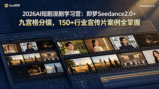 2026AI短剧漫剧学习营：即梦Seedance2.0+九宫格分镜，150+行业宣传片案例全掌握-优创项目网