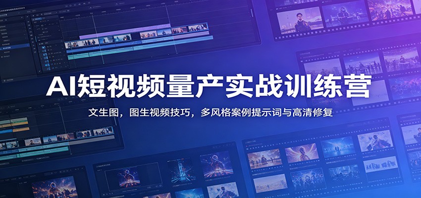 AI短视频量产实战训练营：文生图，图生视频技巧，多风格案例提示词与高清修复-优创项目网