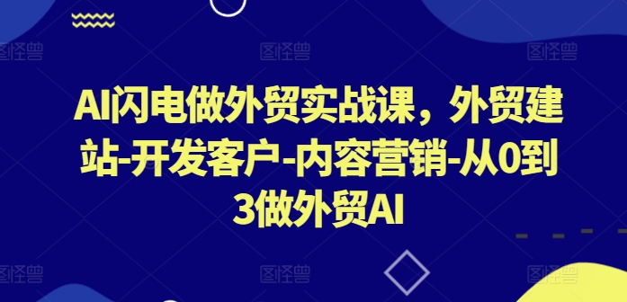AI闪电做外贸实战课，​外贸建站-开发客户-内容营销-从0到3做外贸AI(更新)-优创项目网