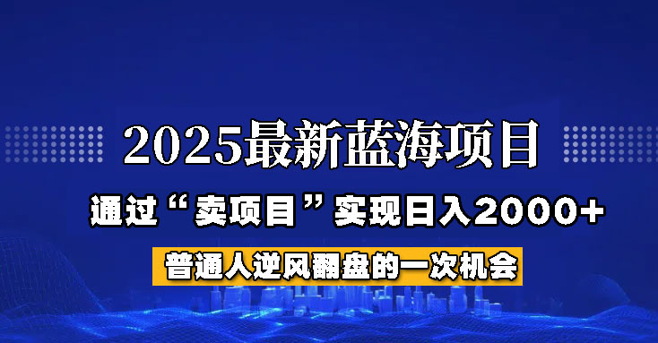 2025年蓝海项目，如何通过“网创项目”日入2000+-优创项目网