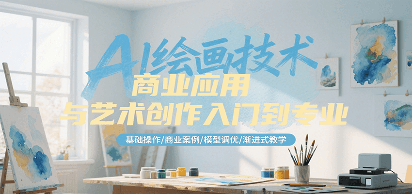 AI绘画技术商业应用与艺术创作入门到专业，基础操作/商业案例/模型调优/渐进式教学-优创项目网