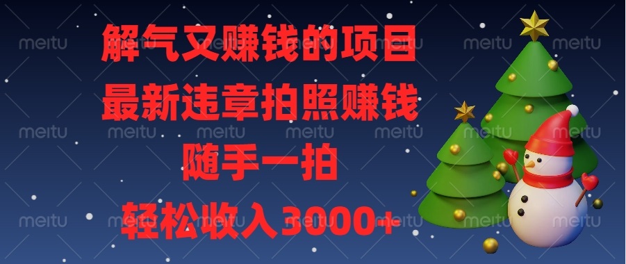 解气又赚钱的项目，最新违章拍照赚钱，随手一拍，轻松收入3000+-优创项目网