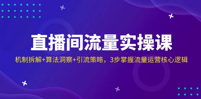 直播间流量实操课：机制拆解+算法洞察+引流策略，3步掌握流量运营核心逻辑-优创项目网
