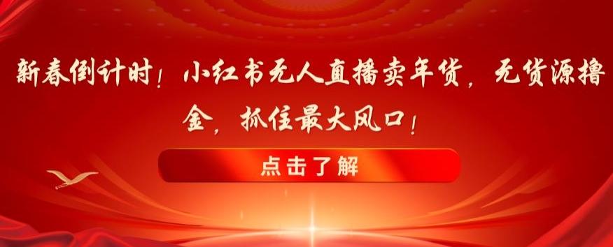 新春倒计时！小红书无人直播卖年货，无货源撸金，抓住最大风口【揭秘】-优创项目网