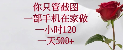 你只管截图，一部手机在家做，一小时120.一天5张【揭秘】-优创项目网