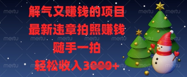 解气又挣钱的项目，最新违章拍照挣钱，随手一拍，轻松收入数张【揭秘】-优创项目网