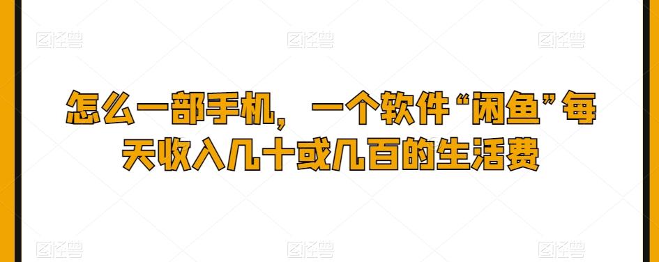 怎么一部手机，一个软件“闲鱼”每天收入几十或几百的生活费-优创项目网