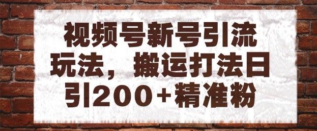视频号新号引流玩法，搬运打法日引200+精准粉，可矩阵放大【揭秘】-优创项目网