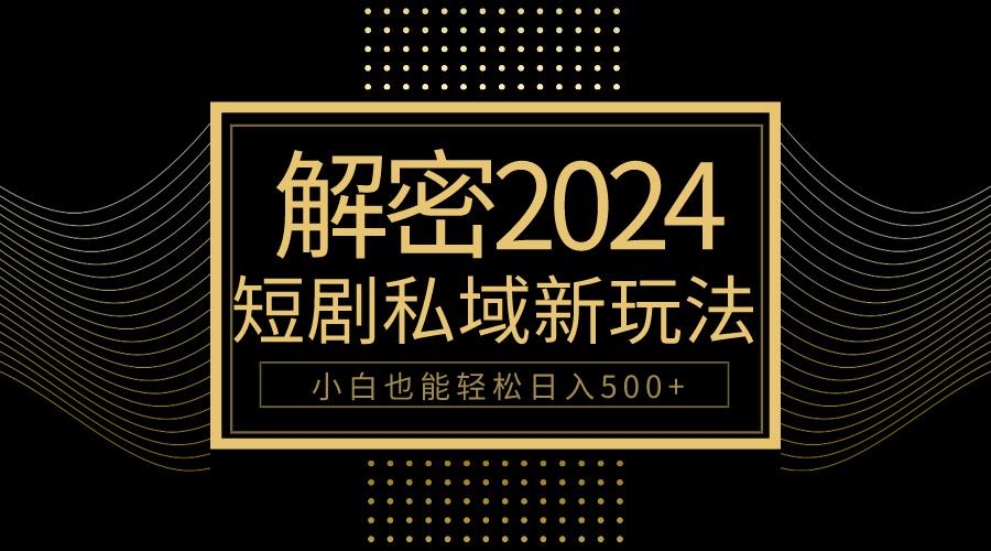 (9951期)10分钟教会你2024玩转短剧私域变现，小白也能轻松日入500+-优创项目网