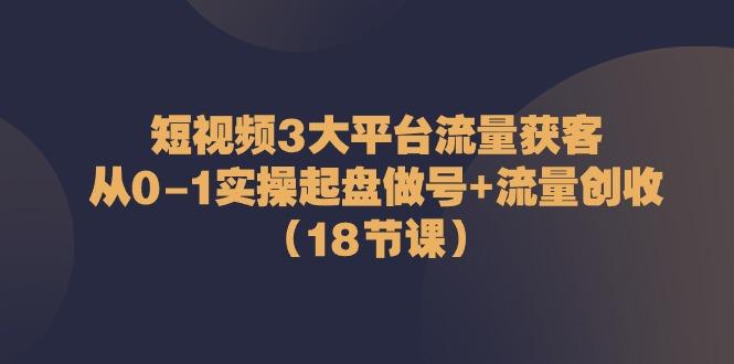 短视频3大平台流量获客：从0-1实操起盘做号+流量创收(18节课)-优创项目网