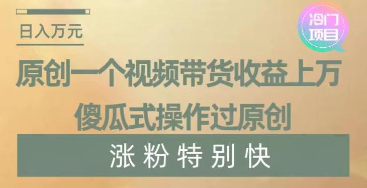 原创一个视频带货收益上万，傻瓜式操作过原创，几分钟做一个视频涨粉特别快【揭秘】-优创项目网
