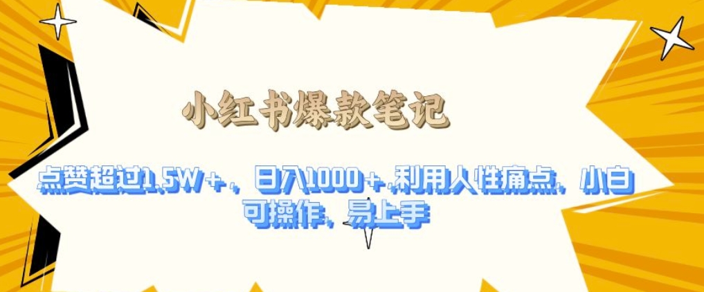 利用人性的痛点，打造爆款笔记，获得点赞超过1.5W+，日入1k【揭秘】-优创项目网