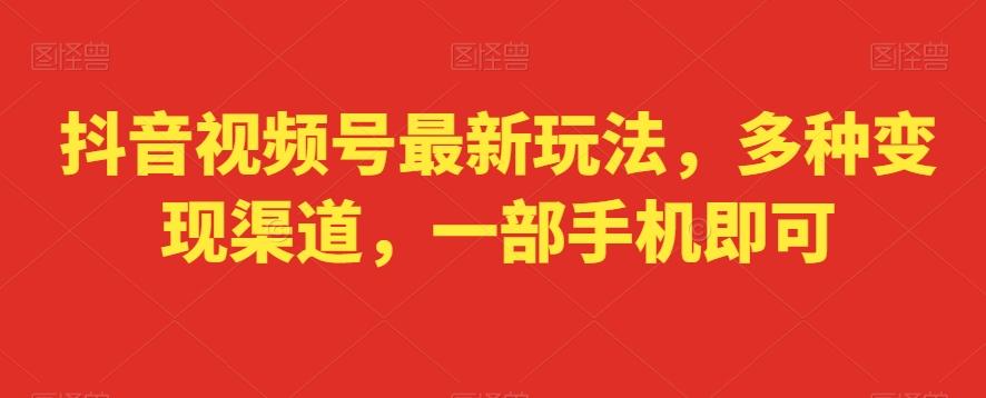 抖音视频号最新玩法，多种变现渠道，一部手机即可-优创项目网