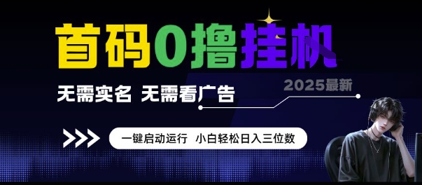 首码0撸挂G项目，无需实名无需看广告 一键启动运行，小白轻松日入三位数【揭秘】-优创项目网