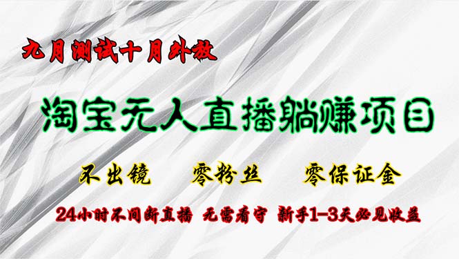 淘宝无人直播最新玩法，九月测试十月外放，不出镜零粉丝零保证金，24小...-优创项目网