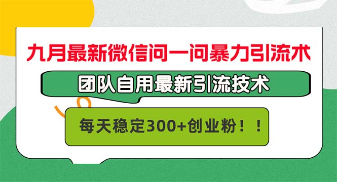 九月最新微信问一问暴力引流术，团队自用引流术，每天稳定300+创…-优创项目网