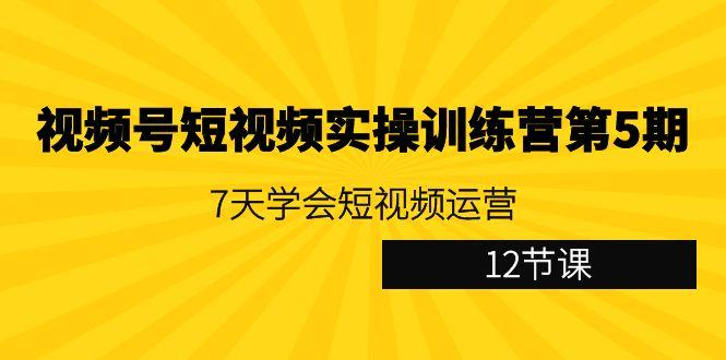 视频号短视频实操训练营第5期：7天学会短视频运营(12节课)-优创项目网