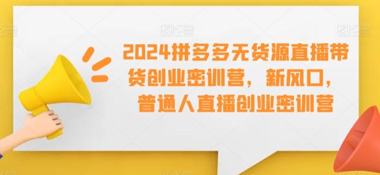 2024拼多多无货源直播带货创业密训营，新风口，普通人直播创业密训营-优创项目网