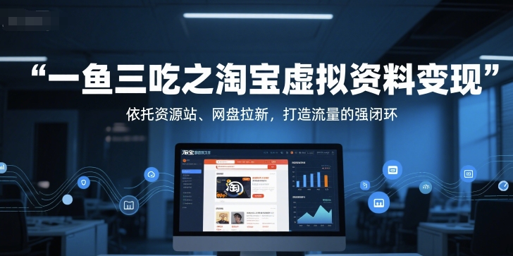 一鱼三吃之淘宝虚拟资料变现，依托资源站、网盘拉新，打造流量的强闭环-优创项目网