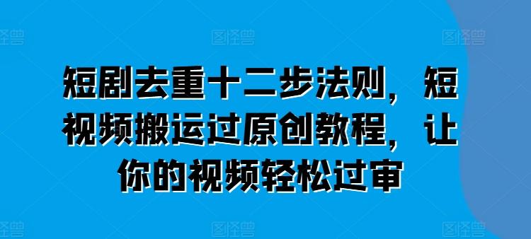 短剧去重十二步法则，短视频搬运过原创教程，让你的视频轻松过审-优创项目网