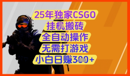 25年独家CSGO挂G搬砖，全自动操作，无需打游戏，小白日入3张+【揭秘】-优创项目网
