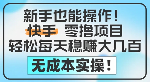 新手也能操作，快手零撸挣米，轻松每天挣2-5张，完全无成本-优创项目网