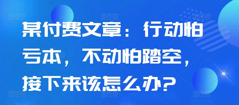 某付费文章：行动怕亏本，不动怕踏空，接下来该怎么办?-优创项目网