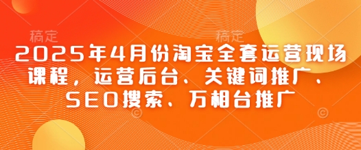 2025年4月份淘宝全套运营现场课程，运营后台、关键词推广、SEO搜索、万相台推广-优创项目网