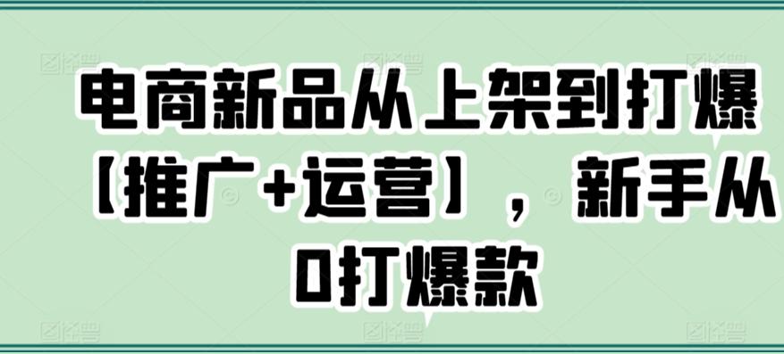 电商新品从上架到打爆【推广+运营】，新手从0打爆款-优创项目网