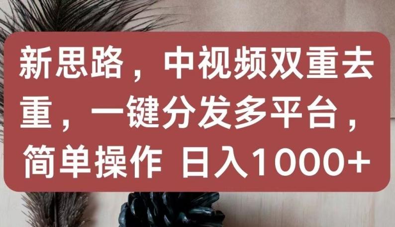 新思路，中视频双重去重，一键分发多平台，简单操作，日入1000+【揭秘】-优创项目网