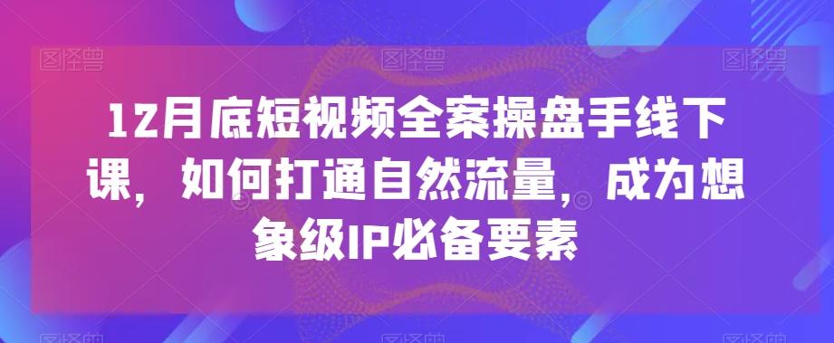 12月底短视频全案操盘手线下课，如何打通自然流量，成为想象级IP必备要素-优创项目网