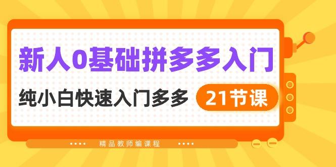 新人0基础拼多多入门，​纯小白快速入门多多(21节课-优创项目网