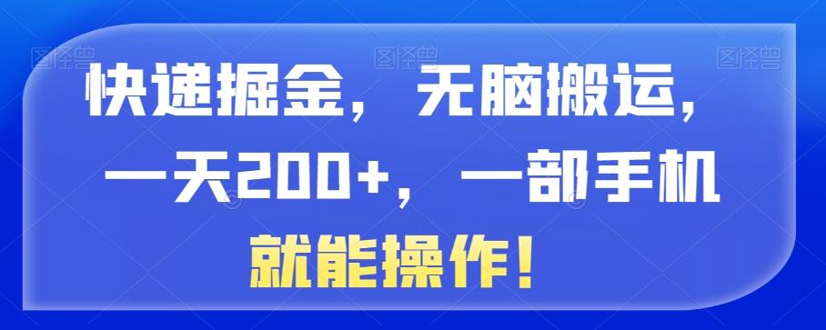 快递掘金，无脑搬运，一天200+，一部手机就能操作！-优创项目网