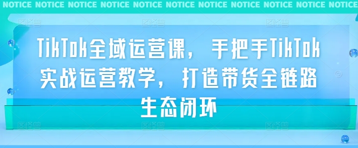 TikTok全域运营课，手把手TikTok实战运营教学，打造带货全链路生态闭环-优创项目网