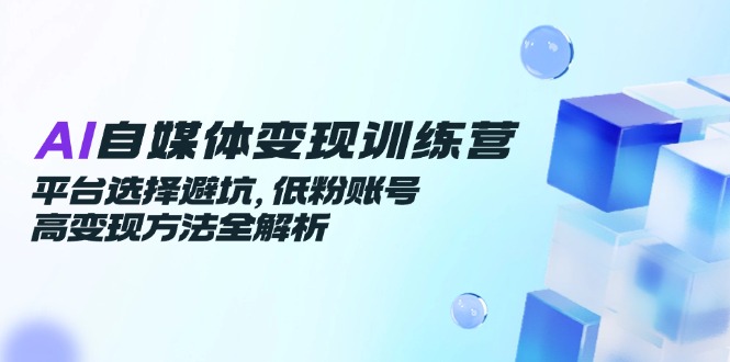 AI自媒体变现训练营，平台选择避坑，低粉账号高变现方法全解析-优创项目网