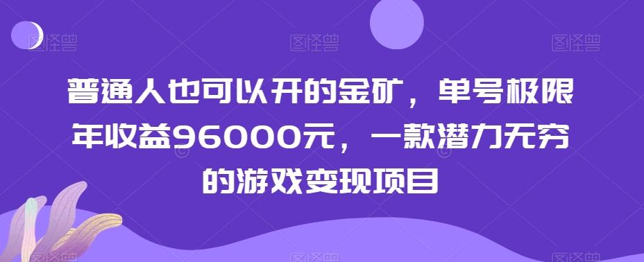 普通人也可以开的金矿，单号极限年收益96000元，一款潜力无穷的游戏变现项目【揭秘】-优创项目网