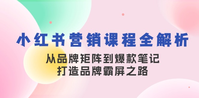 小红书营销课程全解析，从品牌矩阵到爆款笔记，打造品牌霸屏之路-优创项目网