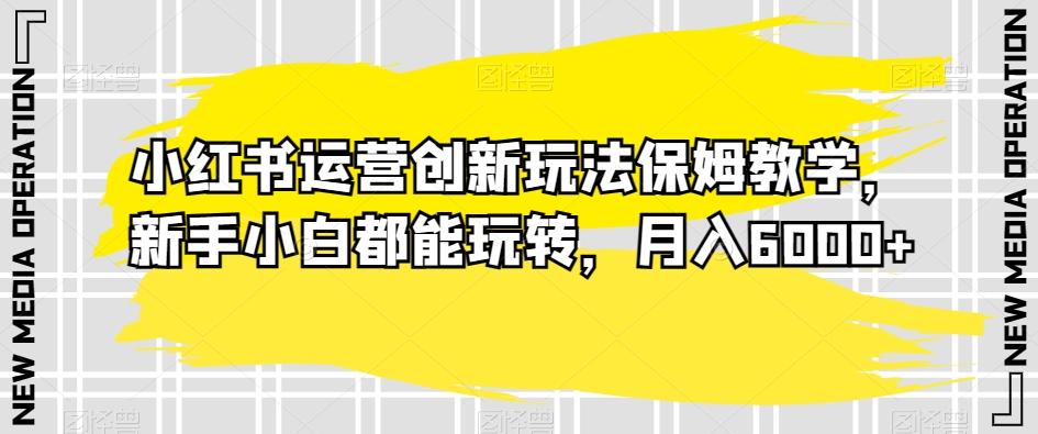 小红书运营创新玩法保姆教学，新手小白都能玩转，月入6000+【揭秘】-优创项目网