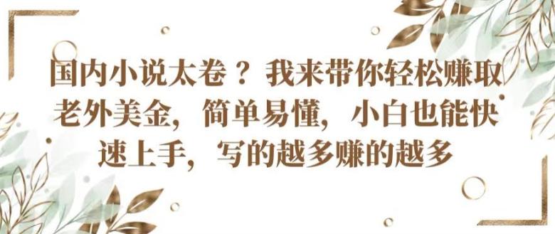 国内小说太卷 ?带你轻松赚取老外美金，简单易懂，小白也能快速上手，写的越多赚的越多【揭秘】-优创项目网