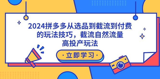 2024拼多多从选品到截流到付费的玩法技巧，截流自然流量玩法，高投产玩法-优创项目网