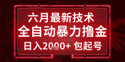 六月最新技术全自动暴力撸金，稳定日入2k+包起号，长期稳定【揭秘】-优创项目网