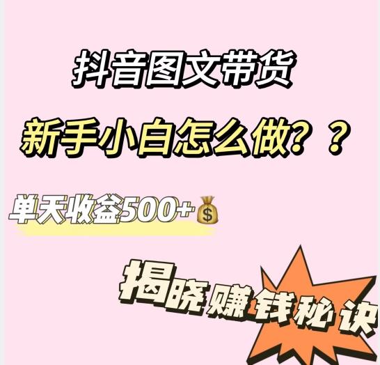 抖音图文带货，新手小白怎么做？单天收益500+【揭秘赚钱秘诀】-优创项目网