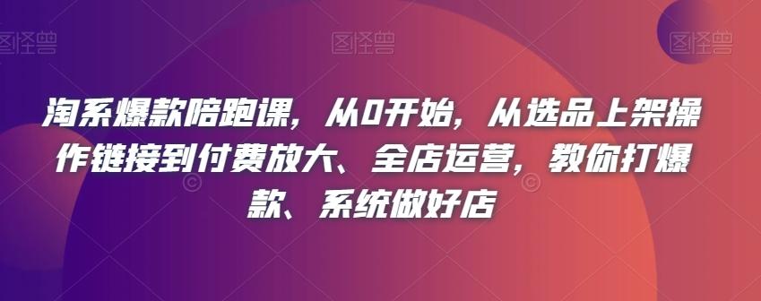 淘系爆款陪跑课，从0开始，从选品上架操作链接到付费放大、全店运营，教你打爆款、系统做好店-优创项目网