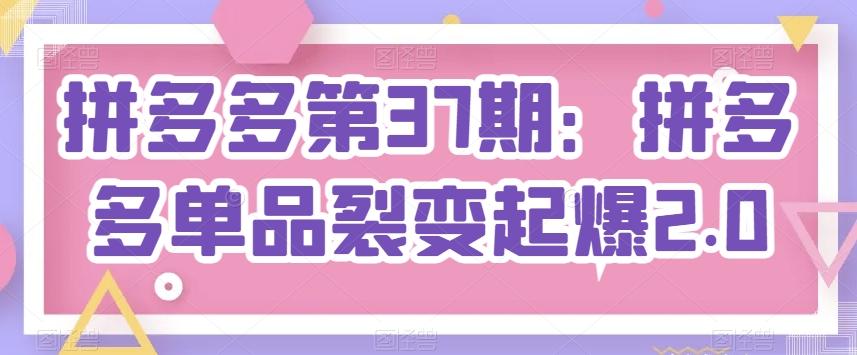 拼多多第37期：拼多多单品裂变起爆2.0-优创项目网